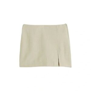 💚5/$25 H&M Linen Blend Mini Skirt Size 14 Beige